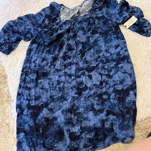 Terra & Sky Navy and Blue Brushstroke Casual Girls Dress